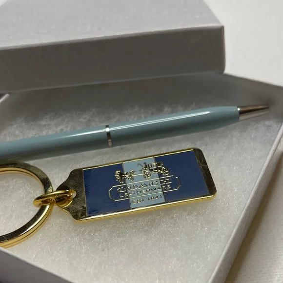 Coach Gold and Blue Leatherware Keychain and Coach Pen - Picture 5 of 5
